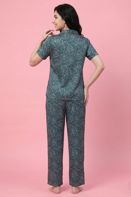 Zivame Satin Pyjama Set - Sagebrush Green — image 2
